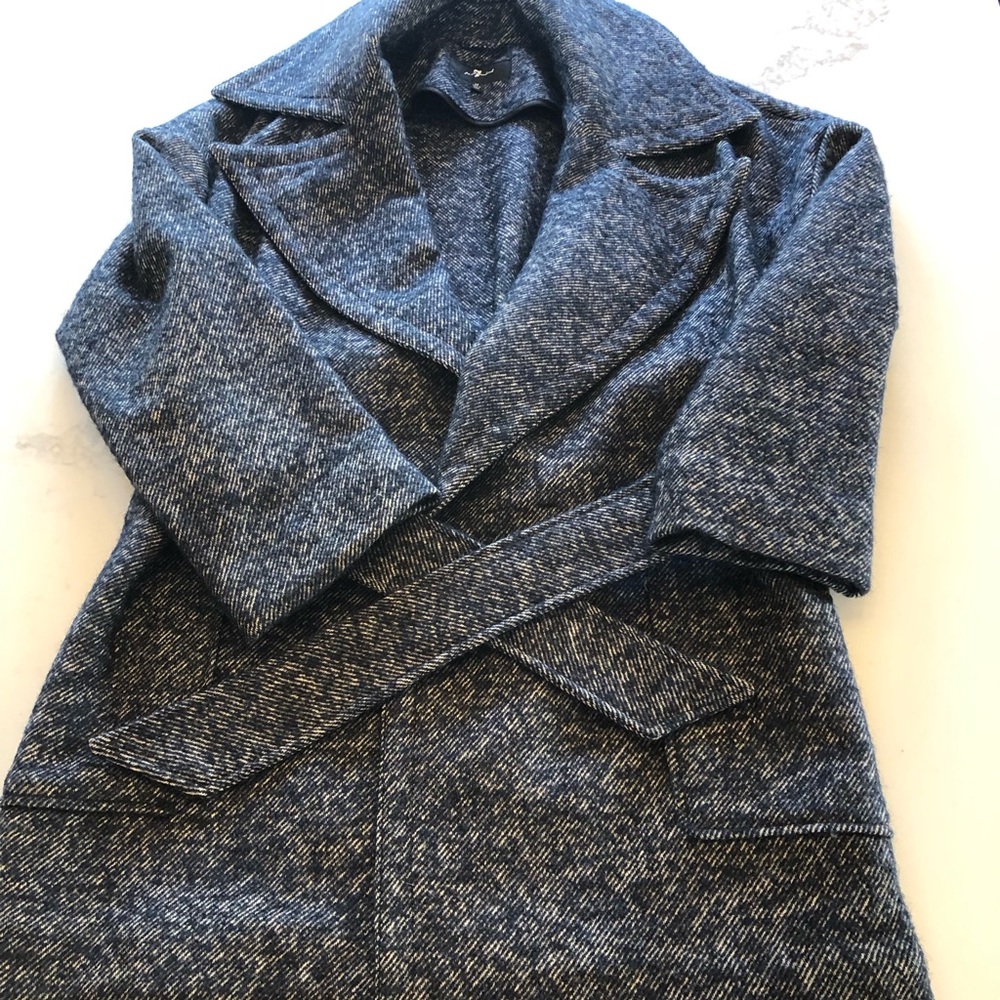 7 For All Mankind Navy and Cream Wool Blend Jacket
